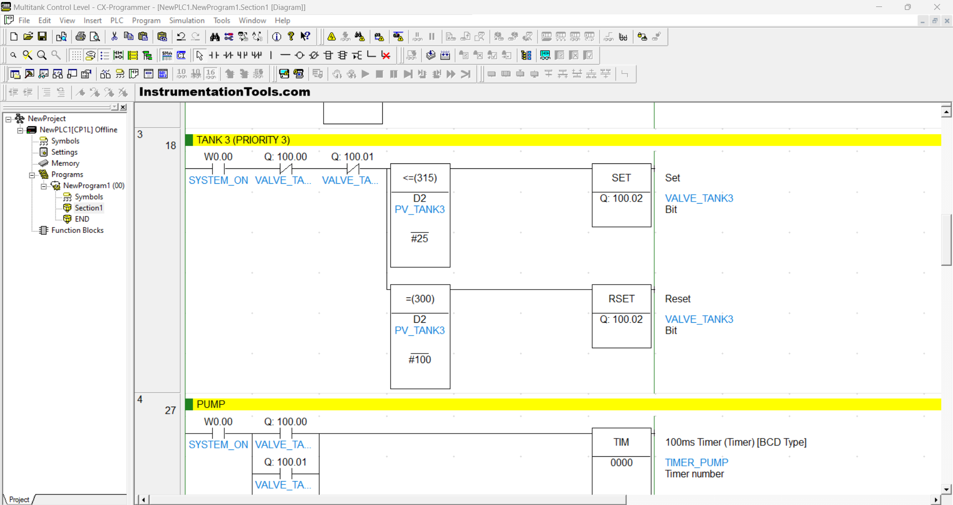 CX-Programmer tank control example