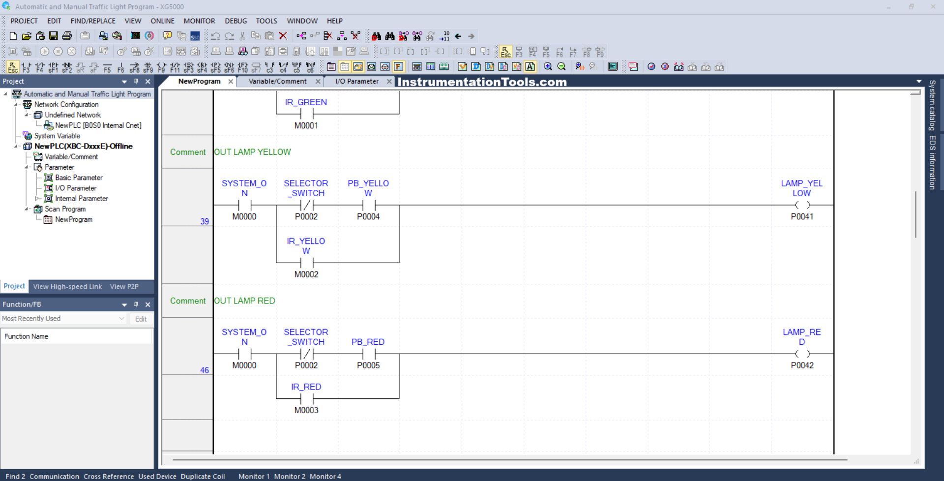 Complete PLC project for traffic control system