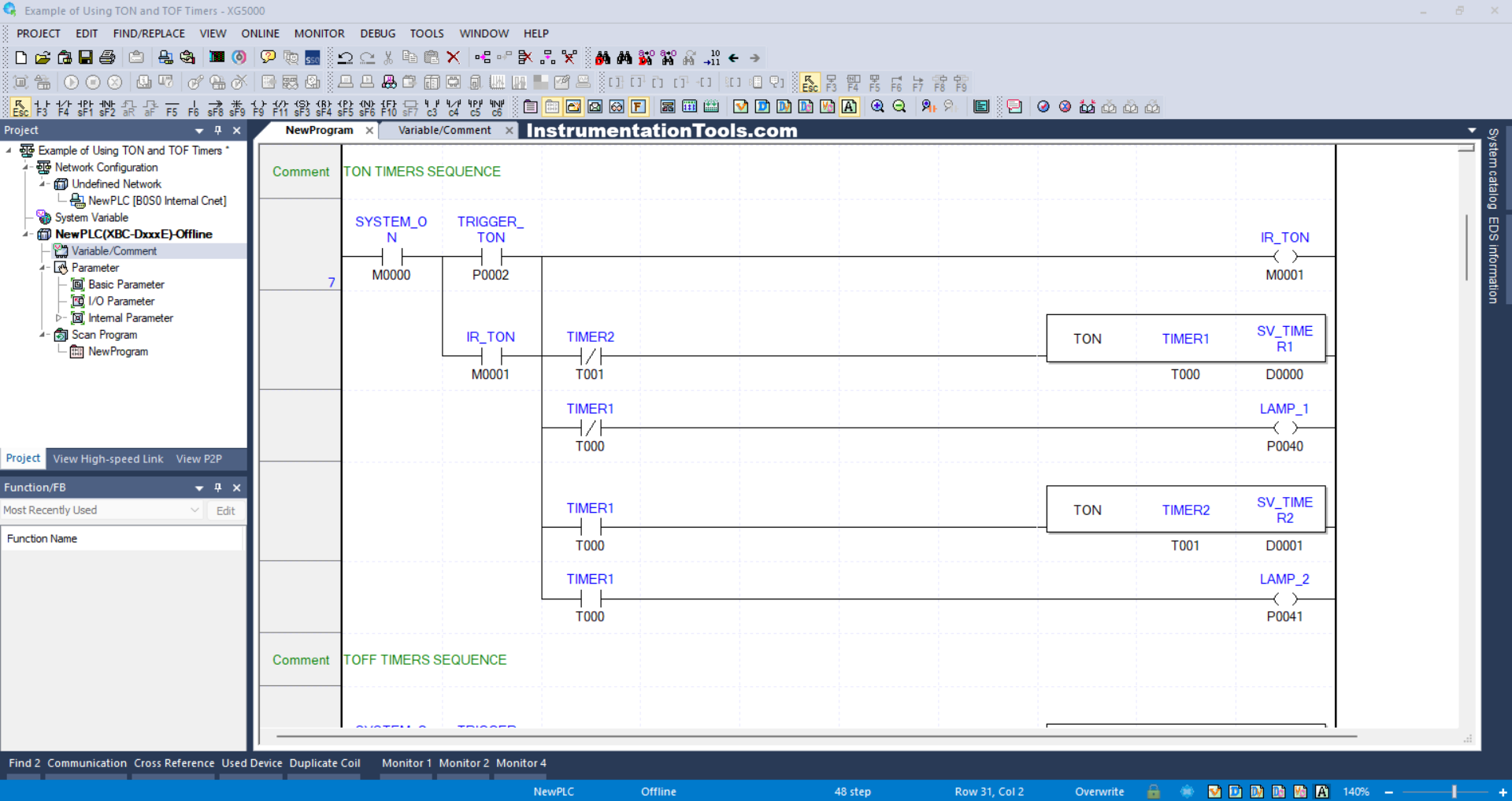 Delay ON and Delay OFF Timer in PLC