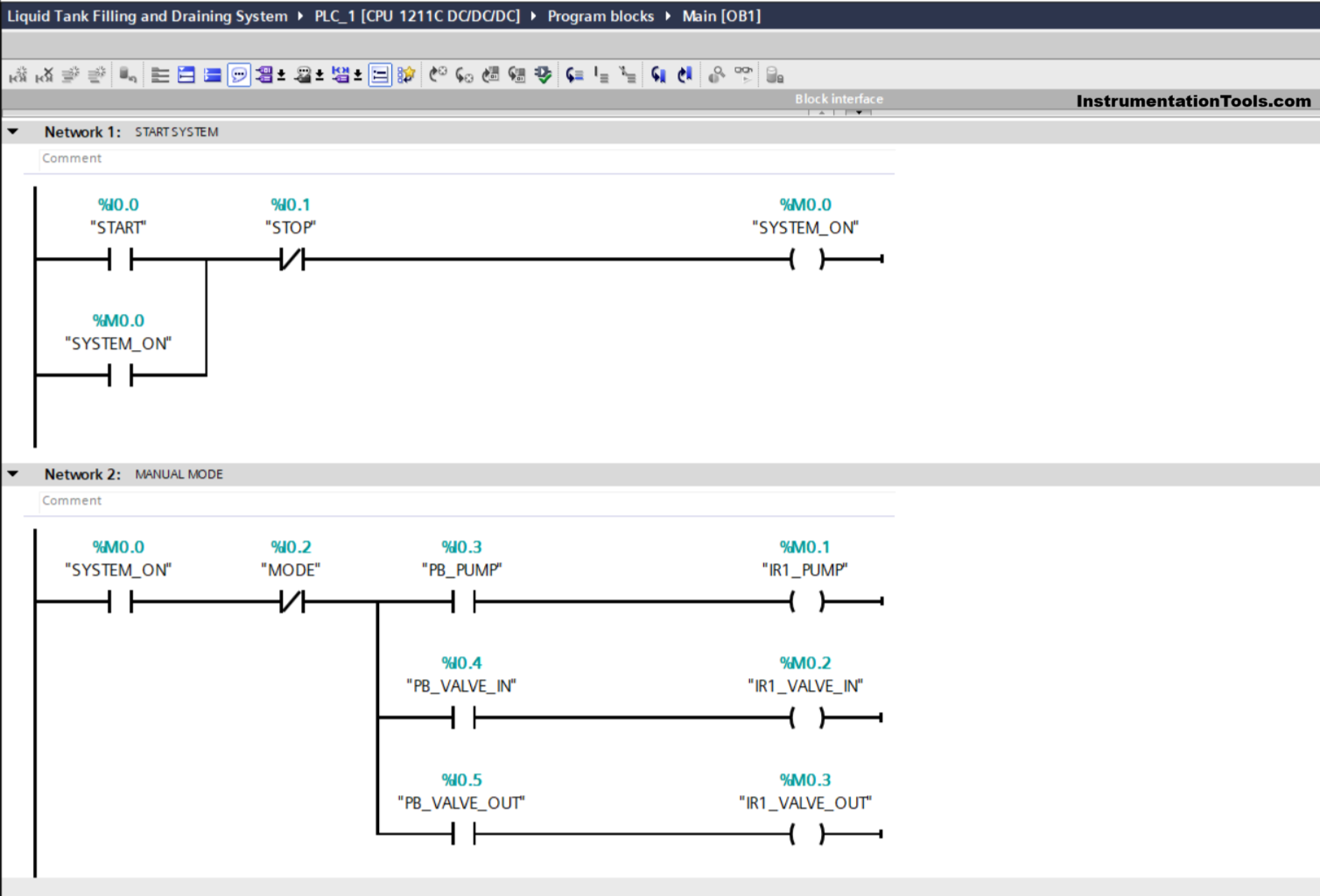 Manual and Auto Tank Control Using Siemens PLC Program