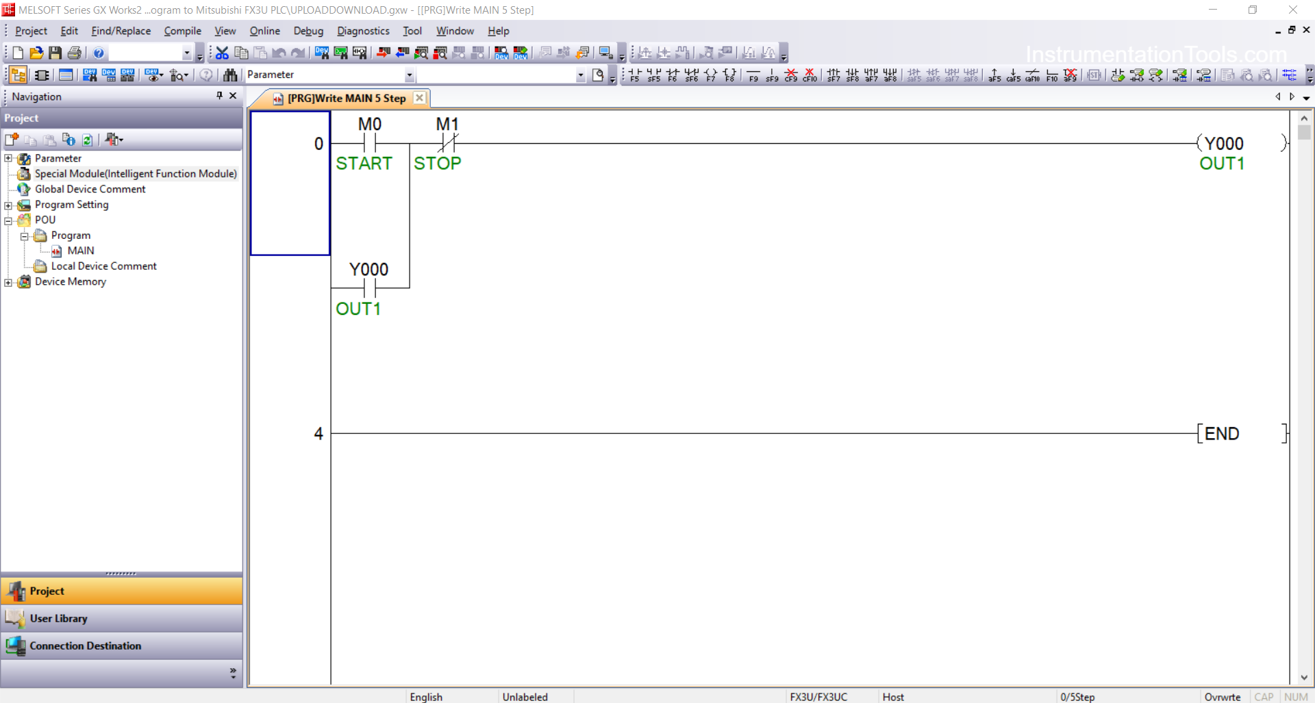 Mitsubishi FX3U PLC program upload