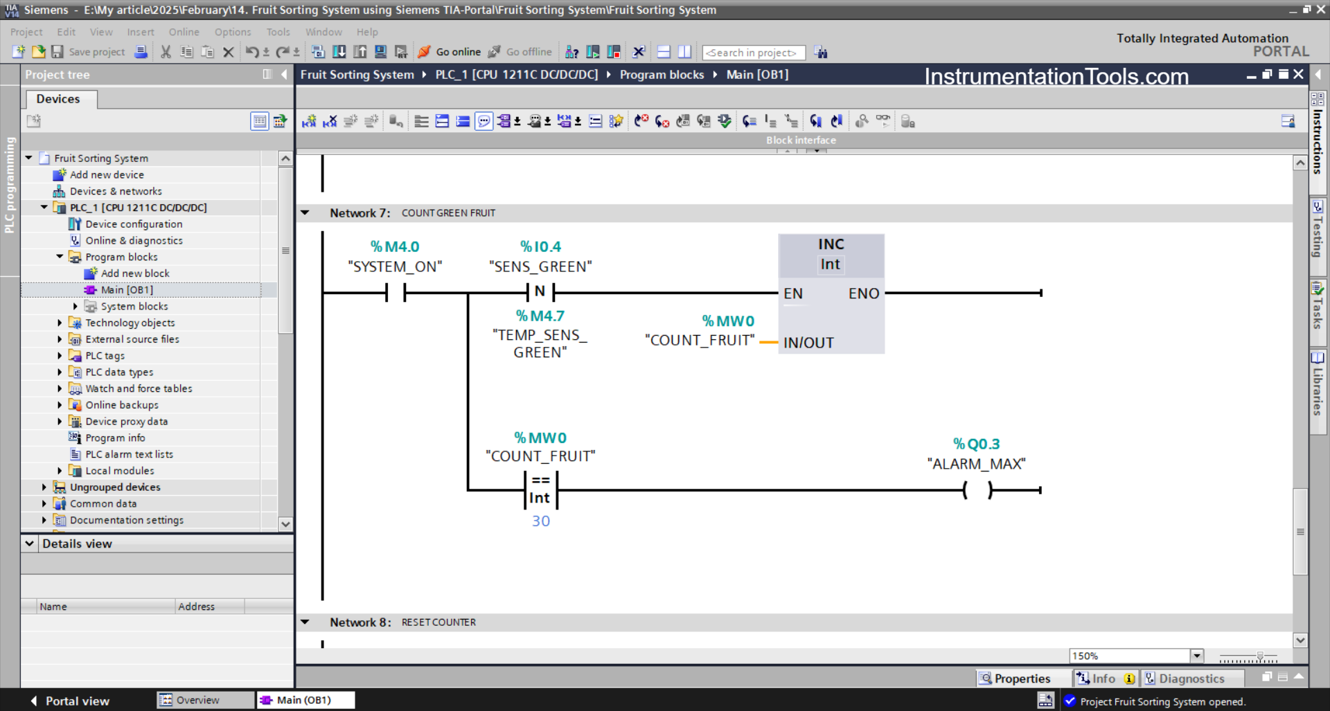 PLC control system for fruit grading