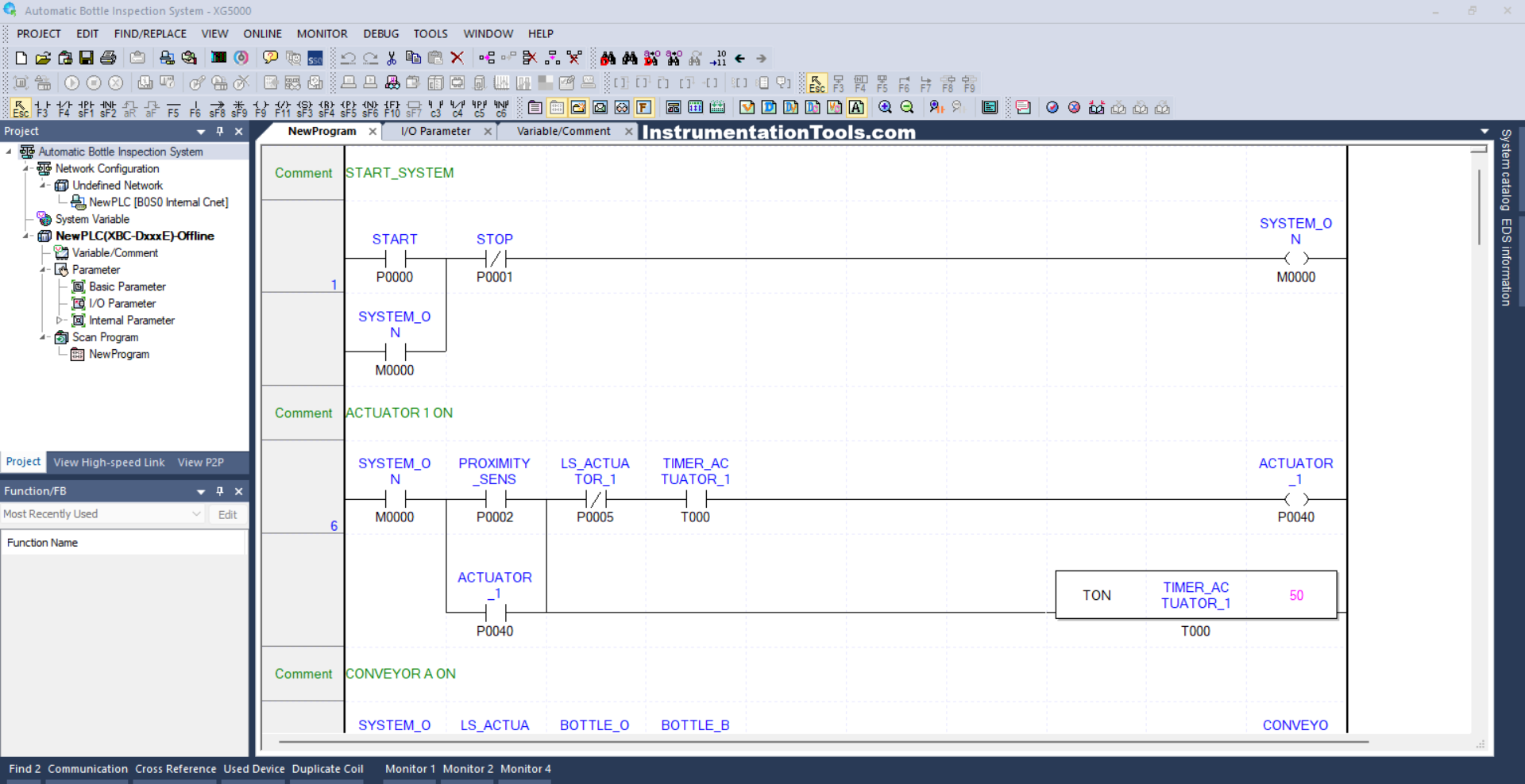 PLC program for good and bad bottle selection