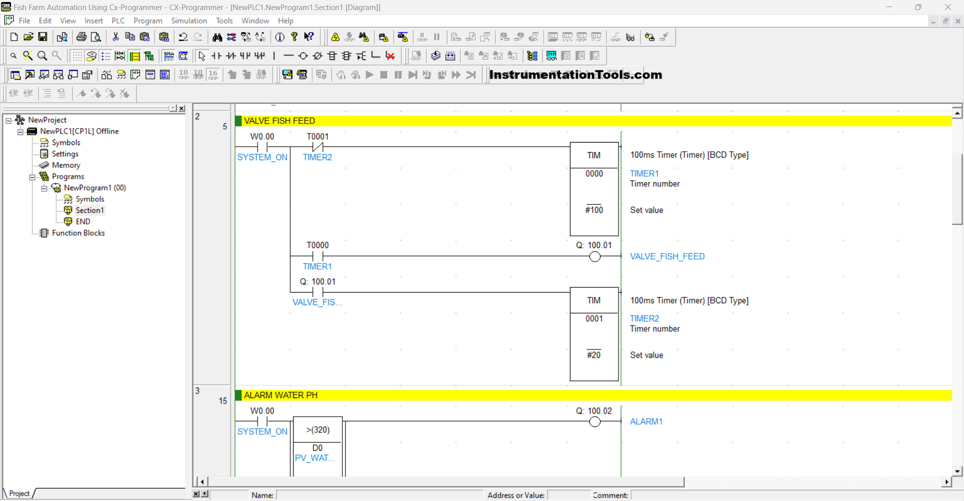 PLC project for aquaculture systems