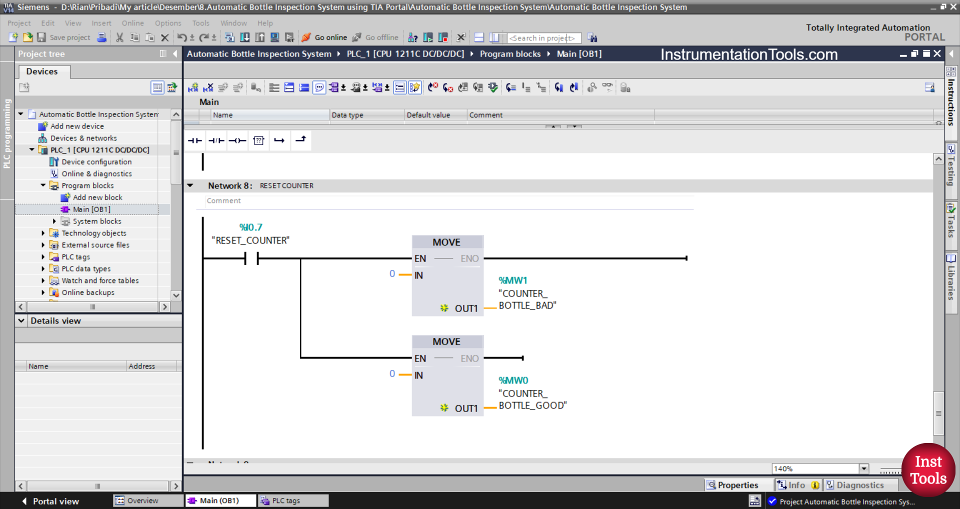Quality Control Using Vision Sensor and Siemens PLC Logic
