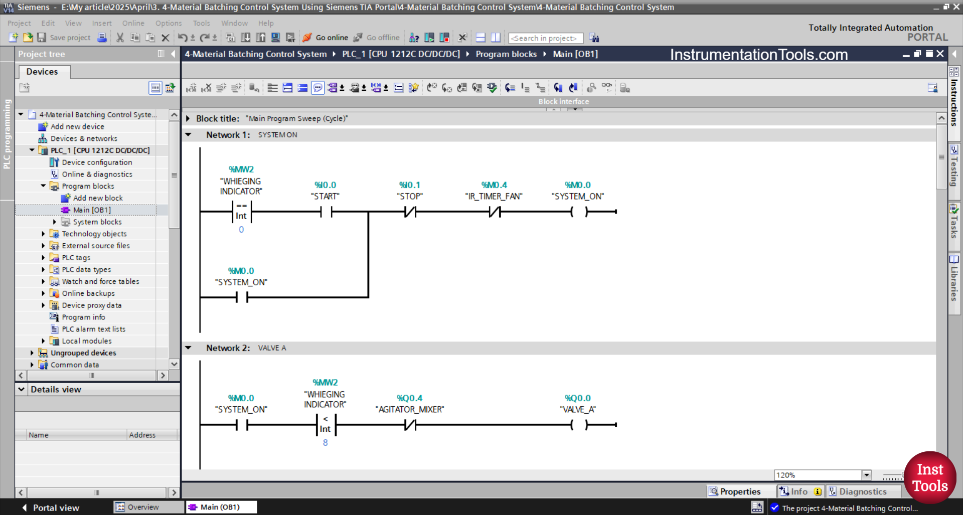 Siemens PLC Program for Raw Material Mixing