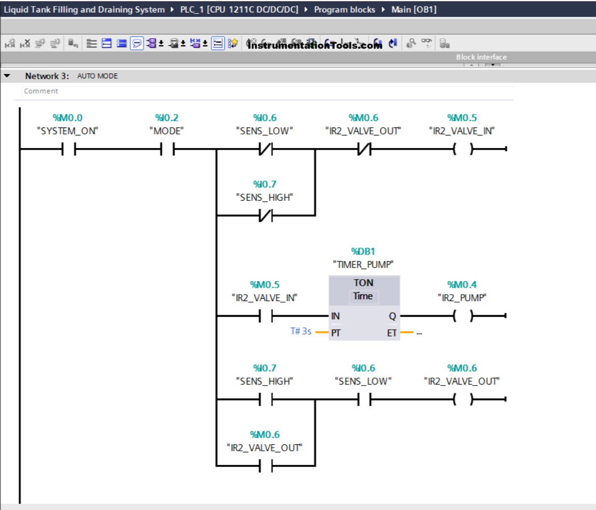 Siemens PLC Program to Control Tank Filling and Draining