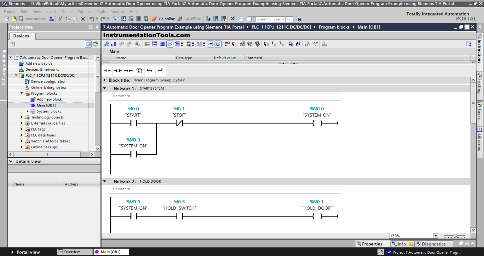 Siemens PLC door automation project