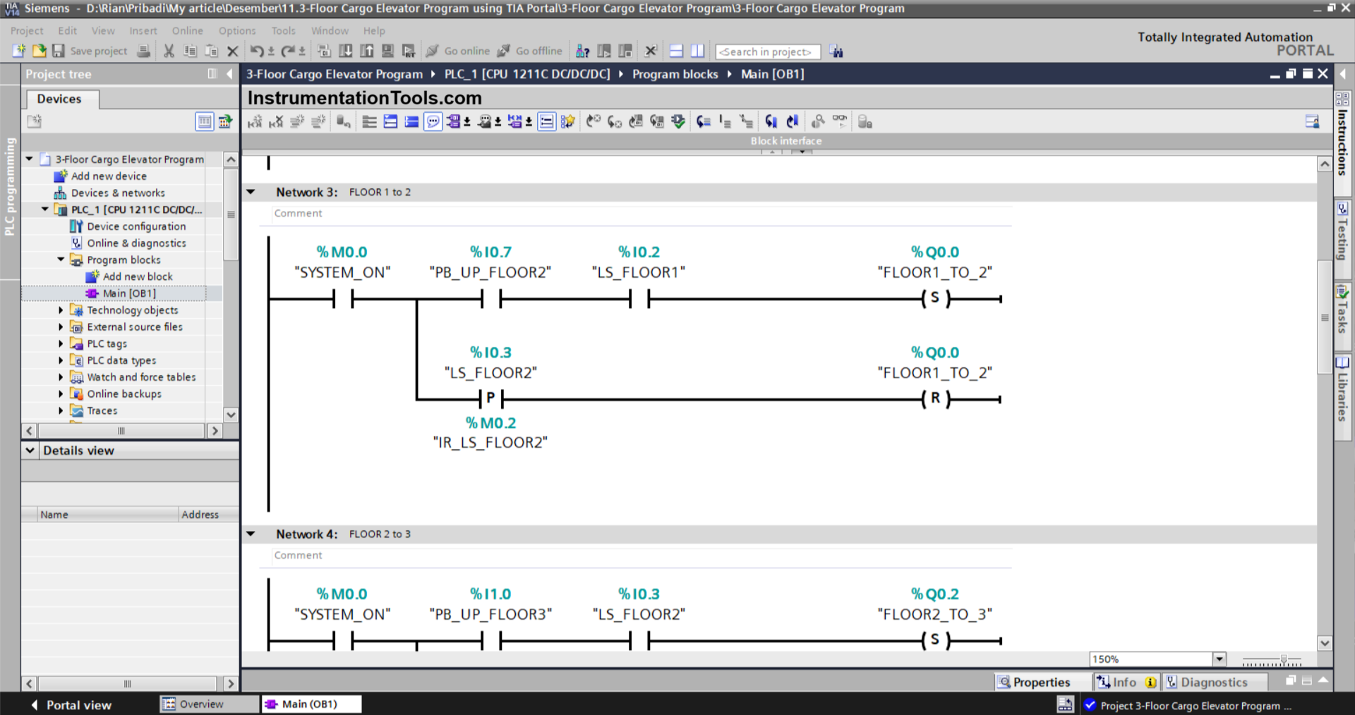 Siemens PLC elevator control logic