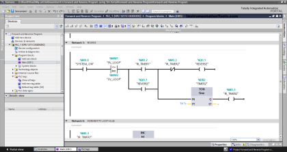 Siemens PLC motor direction control example