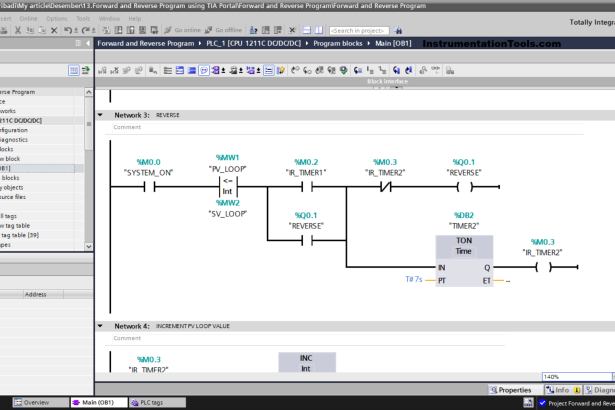 Siemens PLC motor direction control example