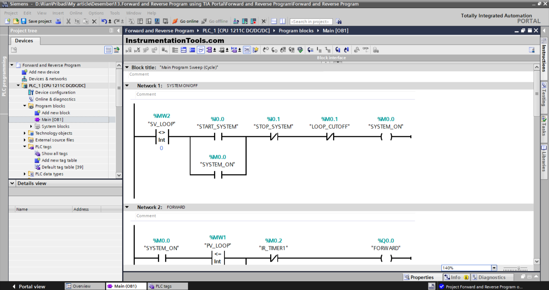Siemens TIA Portal motor control logic