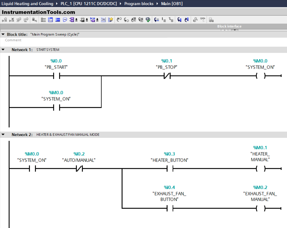 Siemens TIA Portal temperature control project