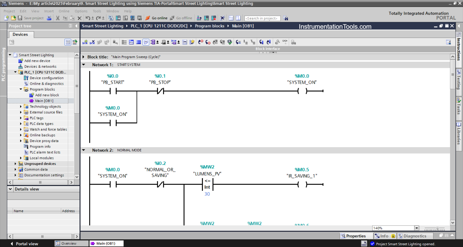 Street Light Automation using Siemens PLC