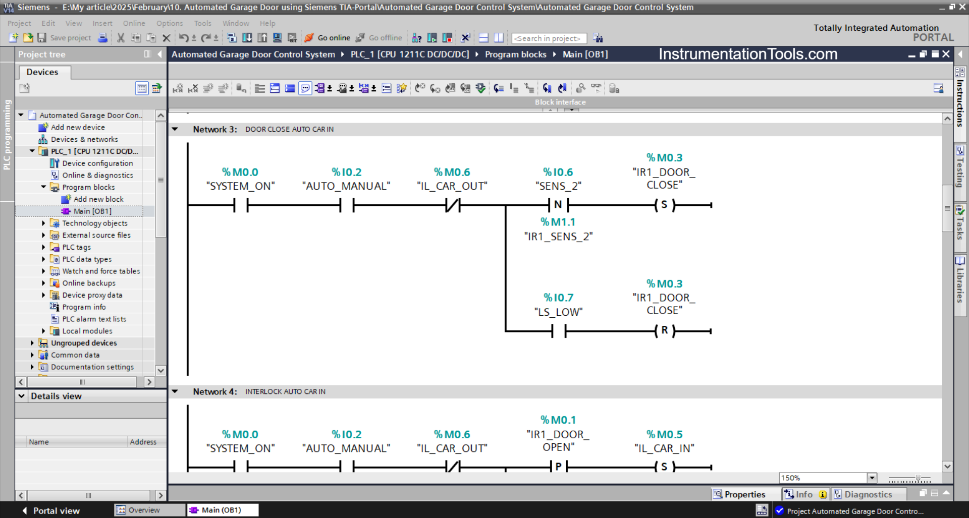 TIA Portal Garage Door Ladder Logic