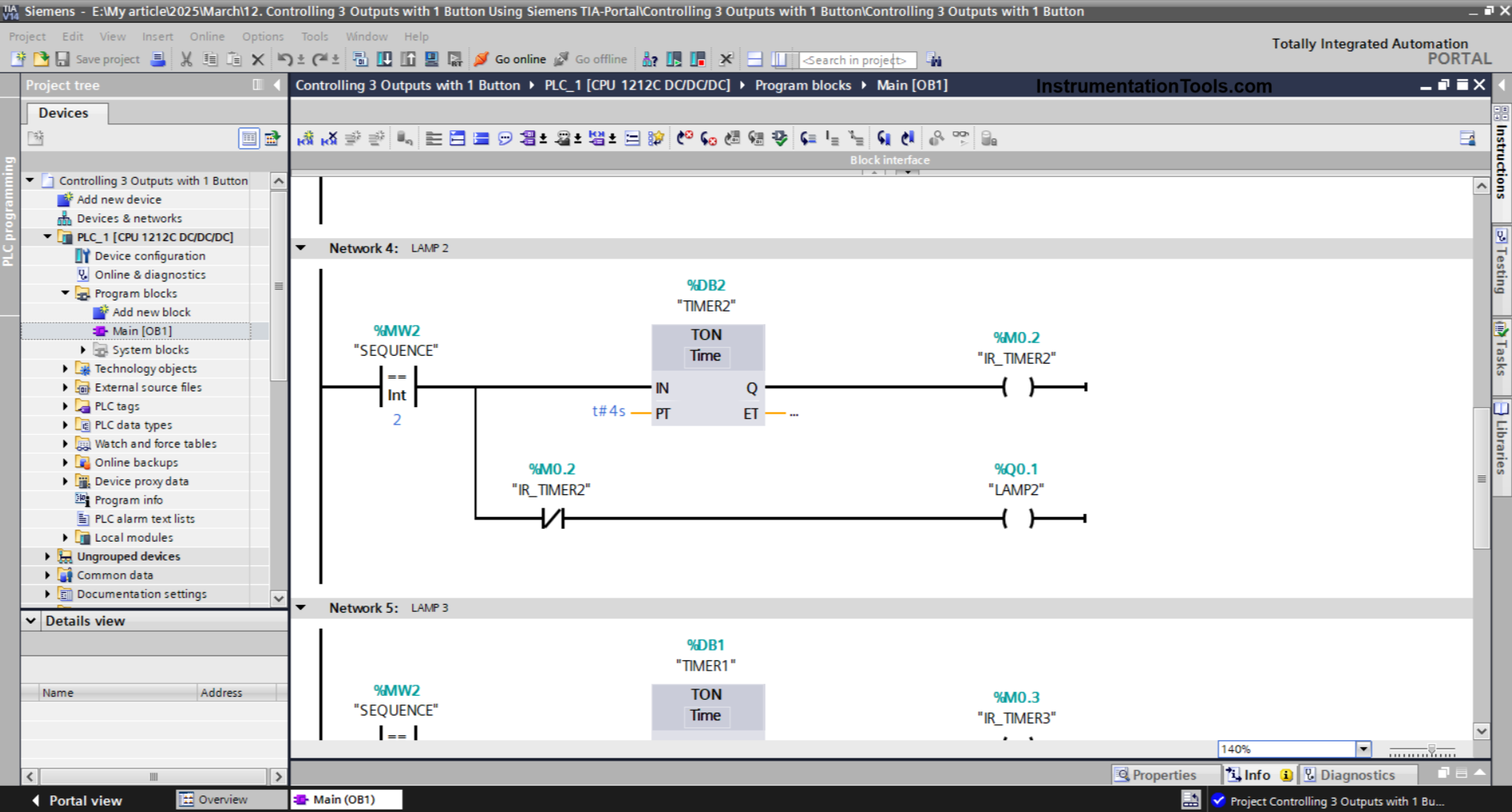 TIA Portal Ladder Logic for Sequential Control