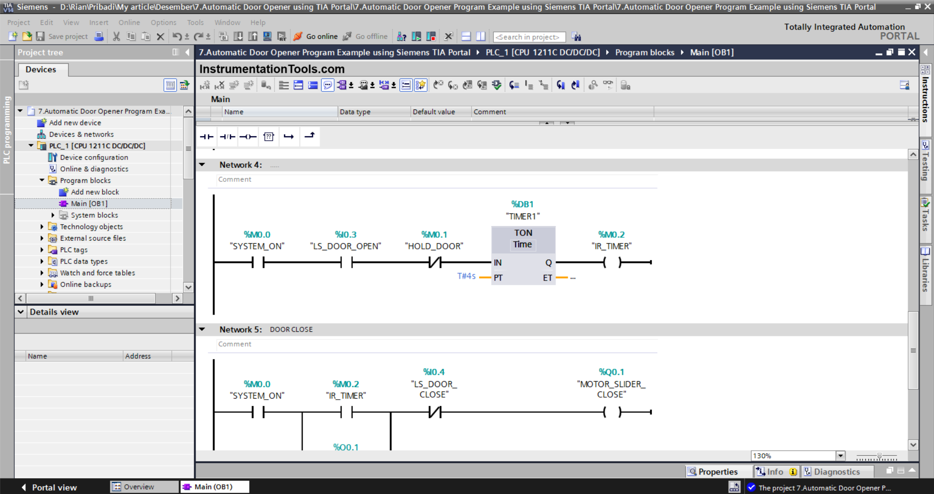 TIA Portal ladder logic for automatic door