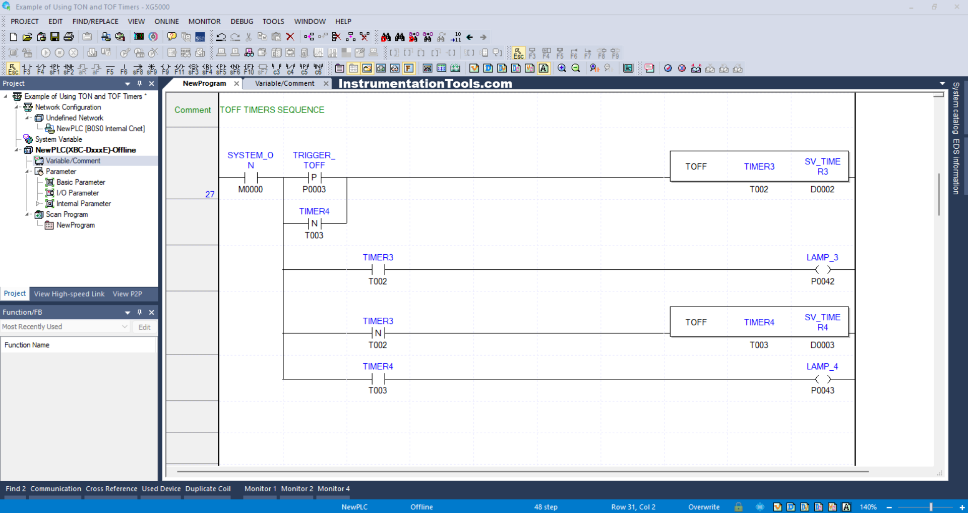 TON TOFF Timers with Ladder Logic