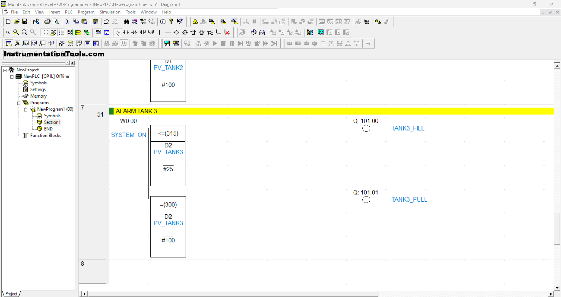 Tank fill stop logic using PLC