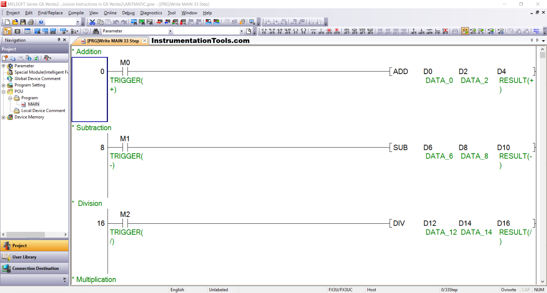 Arithmetic Instructions in GX Works2