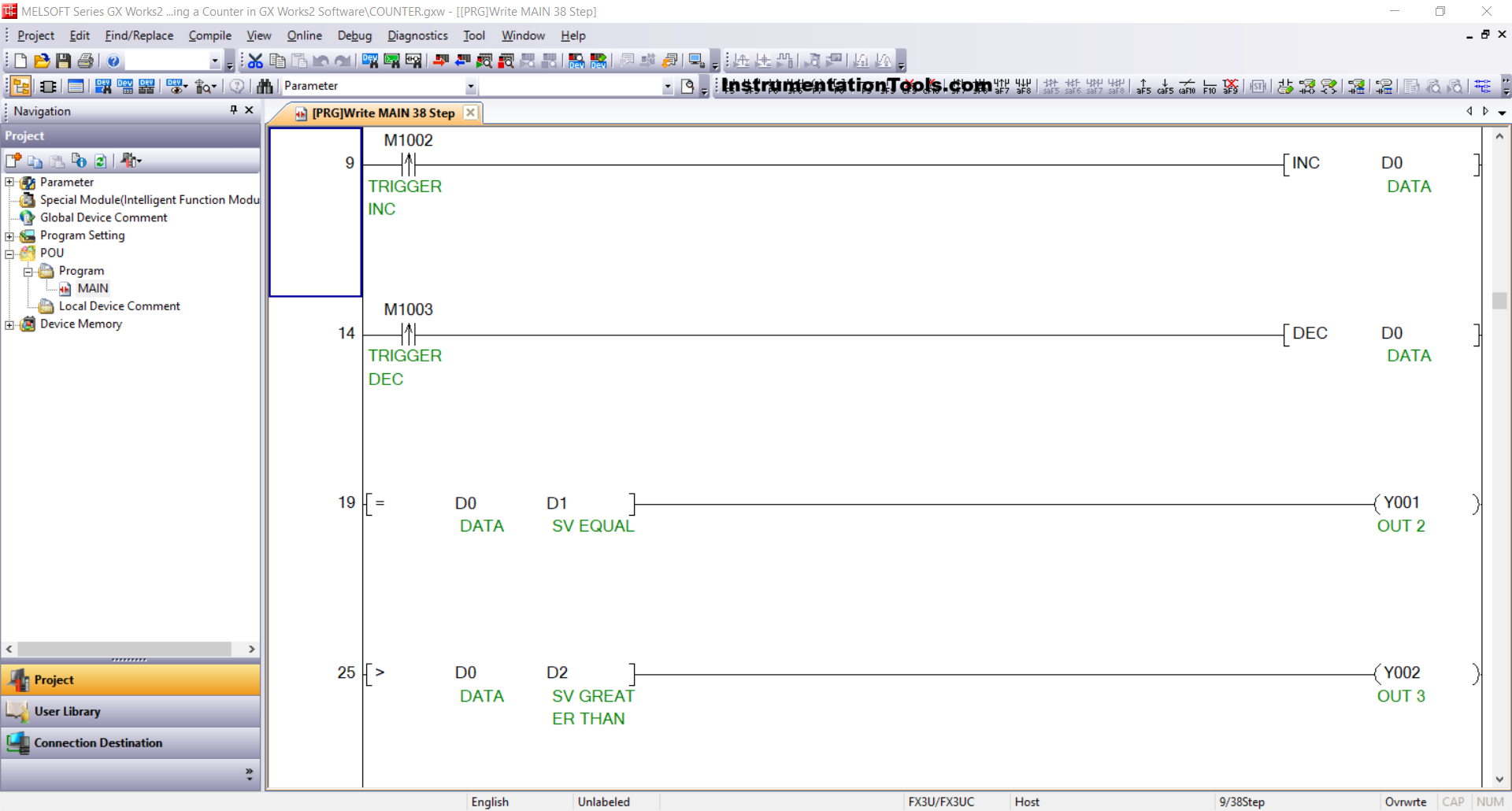 Practical Counter Example in Mitsubishi PLC