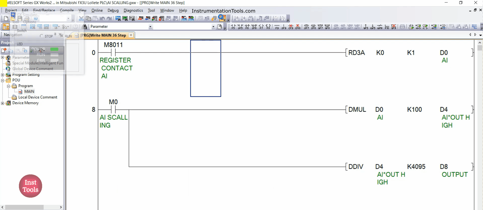 Analog Scaling in Mitsubishi PLC
