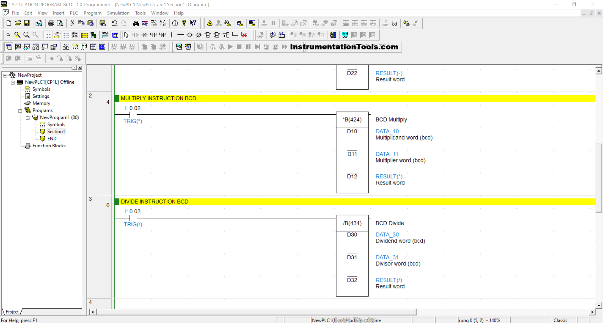 BCD Multiplication and Division in CX-Programmer