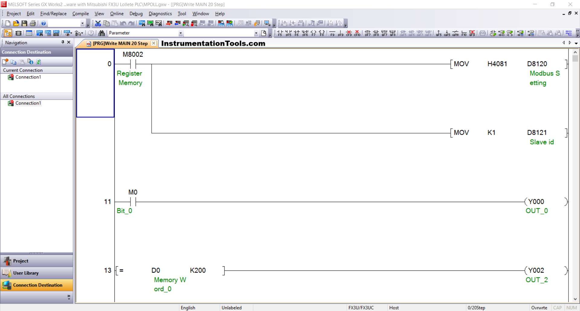 Communicate PLC FX3U with GX-Works2 and Modbus Poll