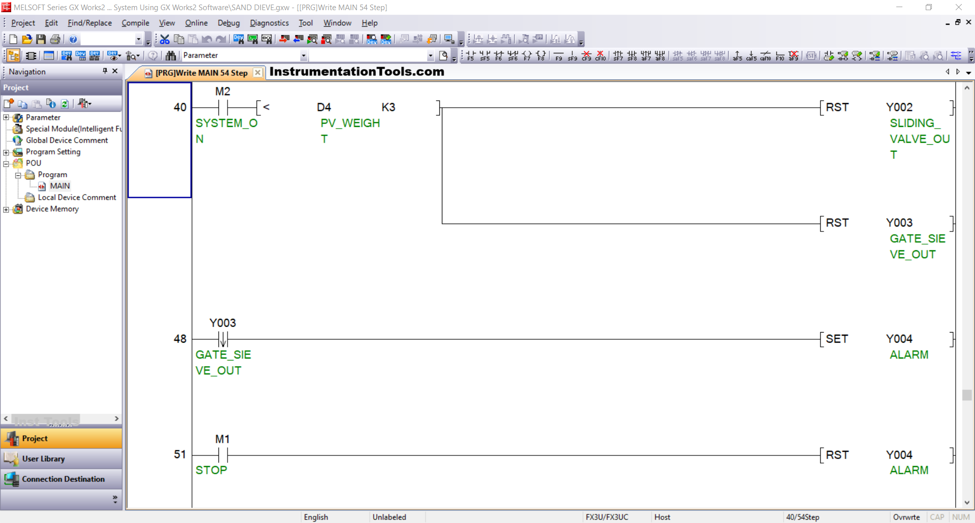Complete Mitsubishi PLC Logic for Sand Separation