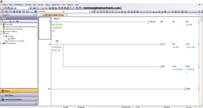 Mitsubishi PLC – Convert Integer to Float in Ladder Logic