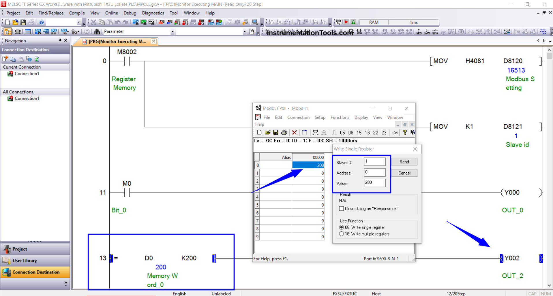 Modbus Single coil simulation result