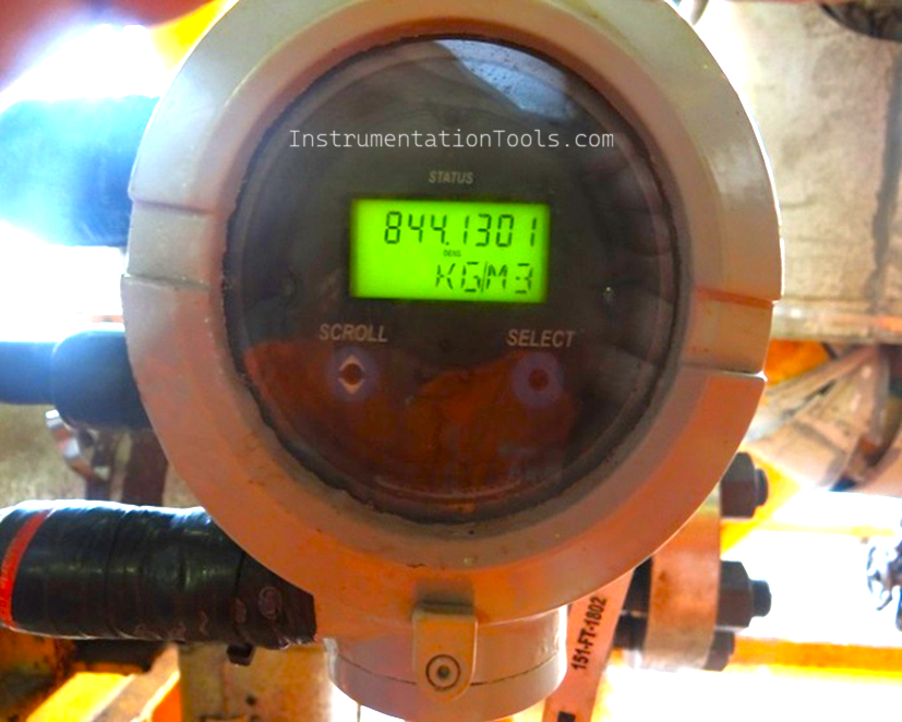Coriolis mass flow meter reading density with diesel in flow tube