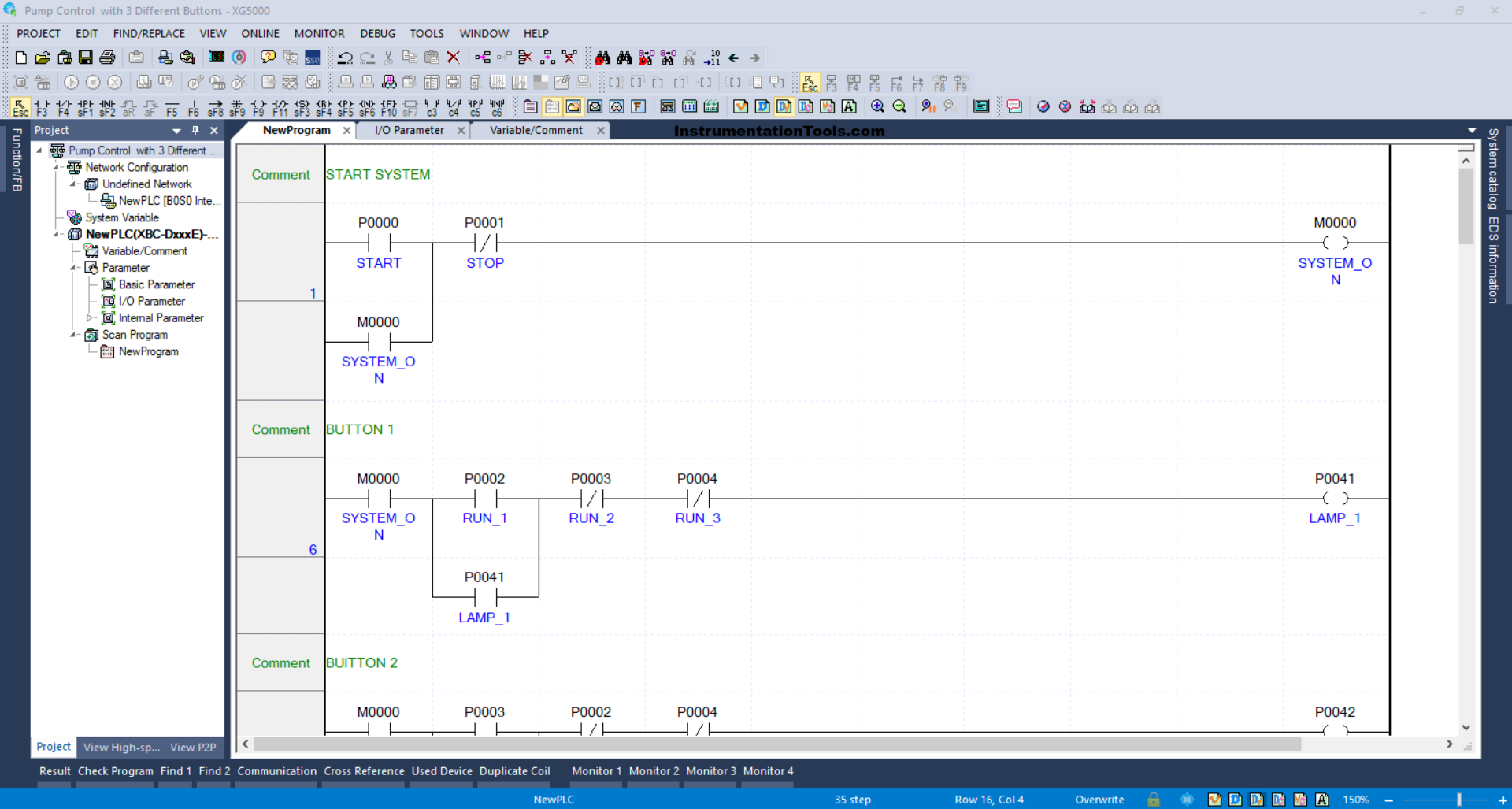 Ladder Logic for Pump Control with Multiple Start Inputs