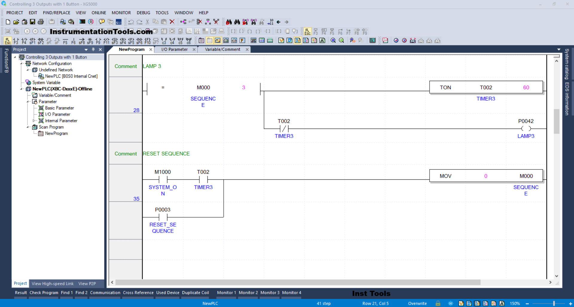Ladder Logic for Single Button Multi-Step Output