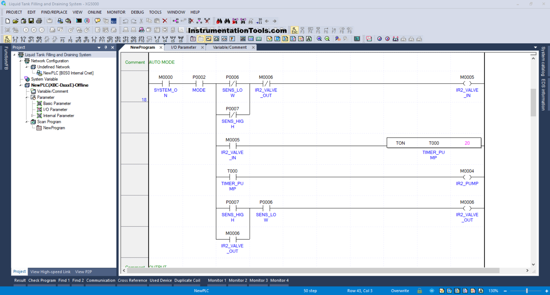 PLC Control for Liquid Tank Based on Level Limits