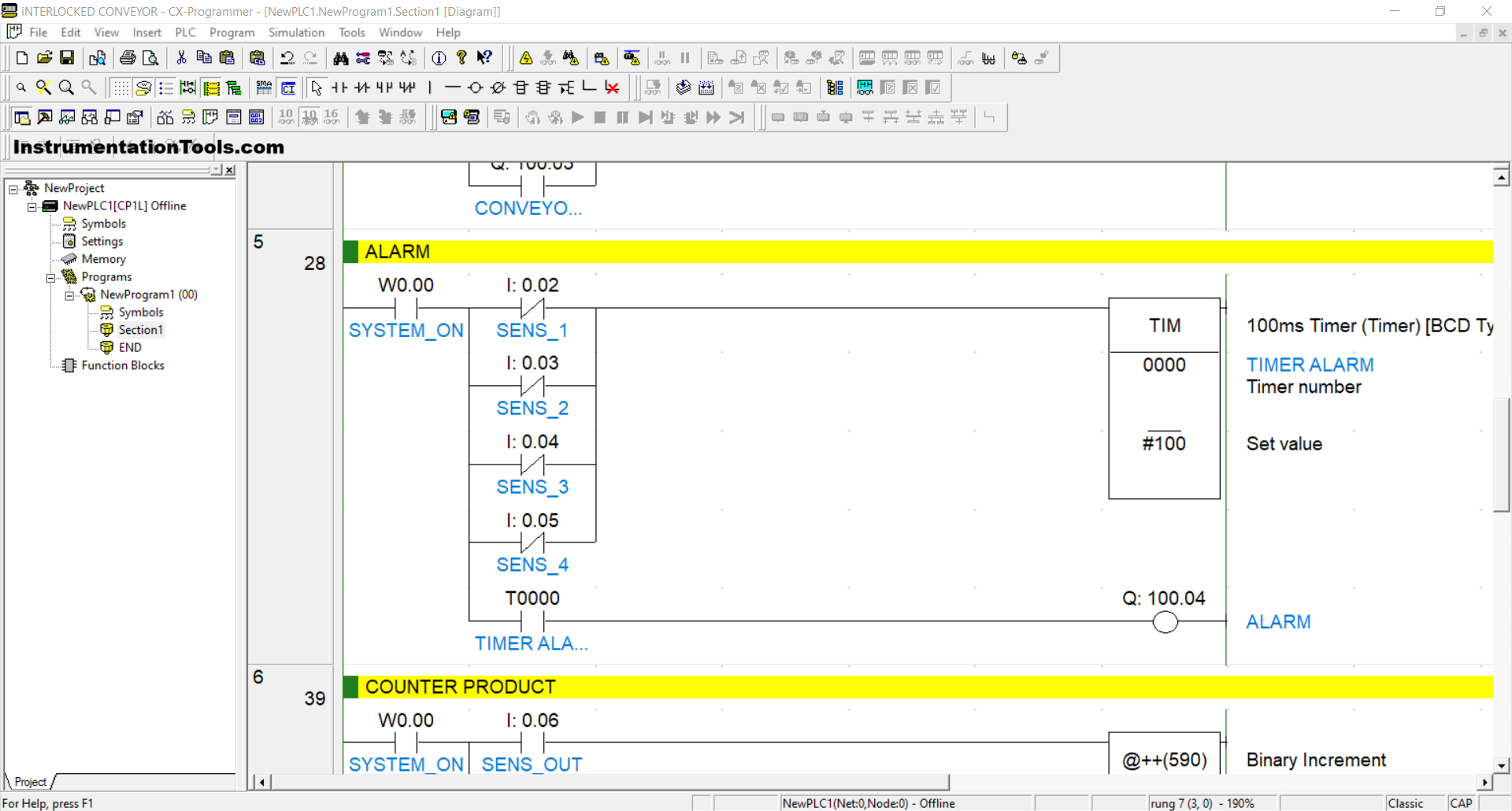 PLC Ladder Logic for Conveyors Interlock Operation