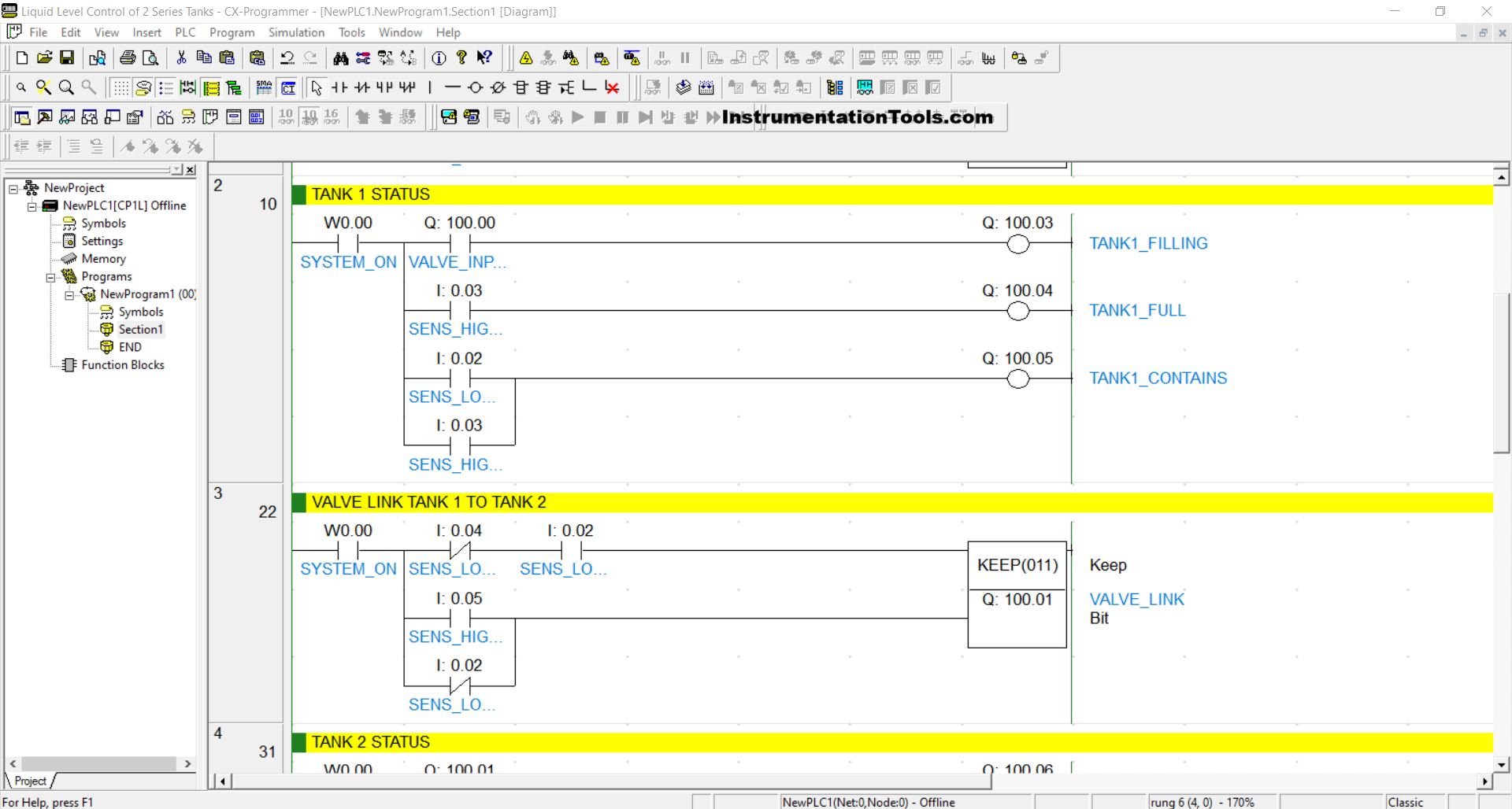 PLC Logic for Controlling Storage and Supply Tanks