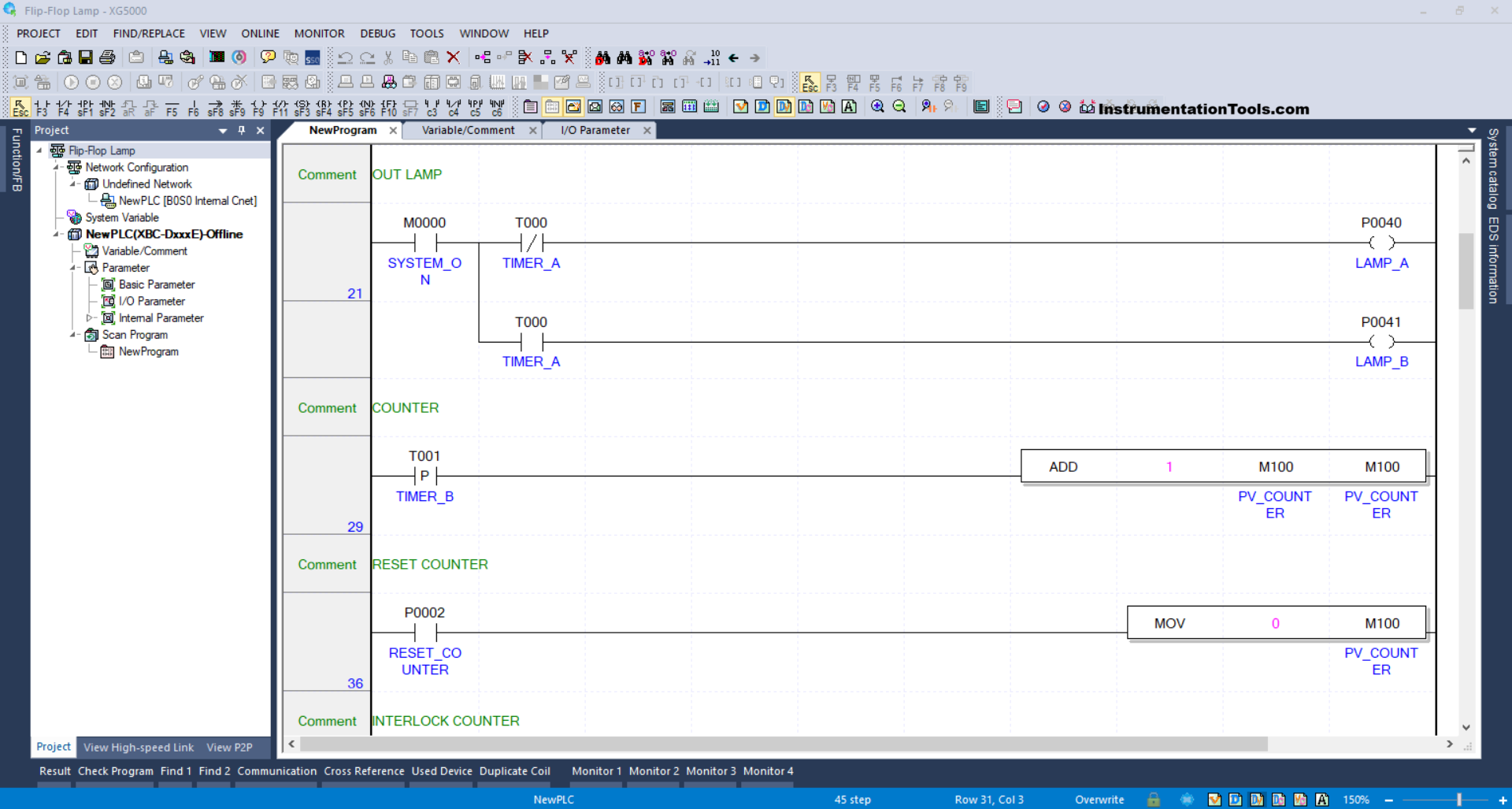 PLC Program to Toggle Lights in Repeating Pattern