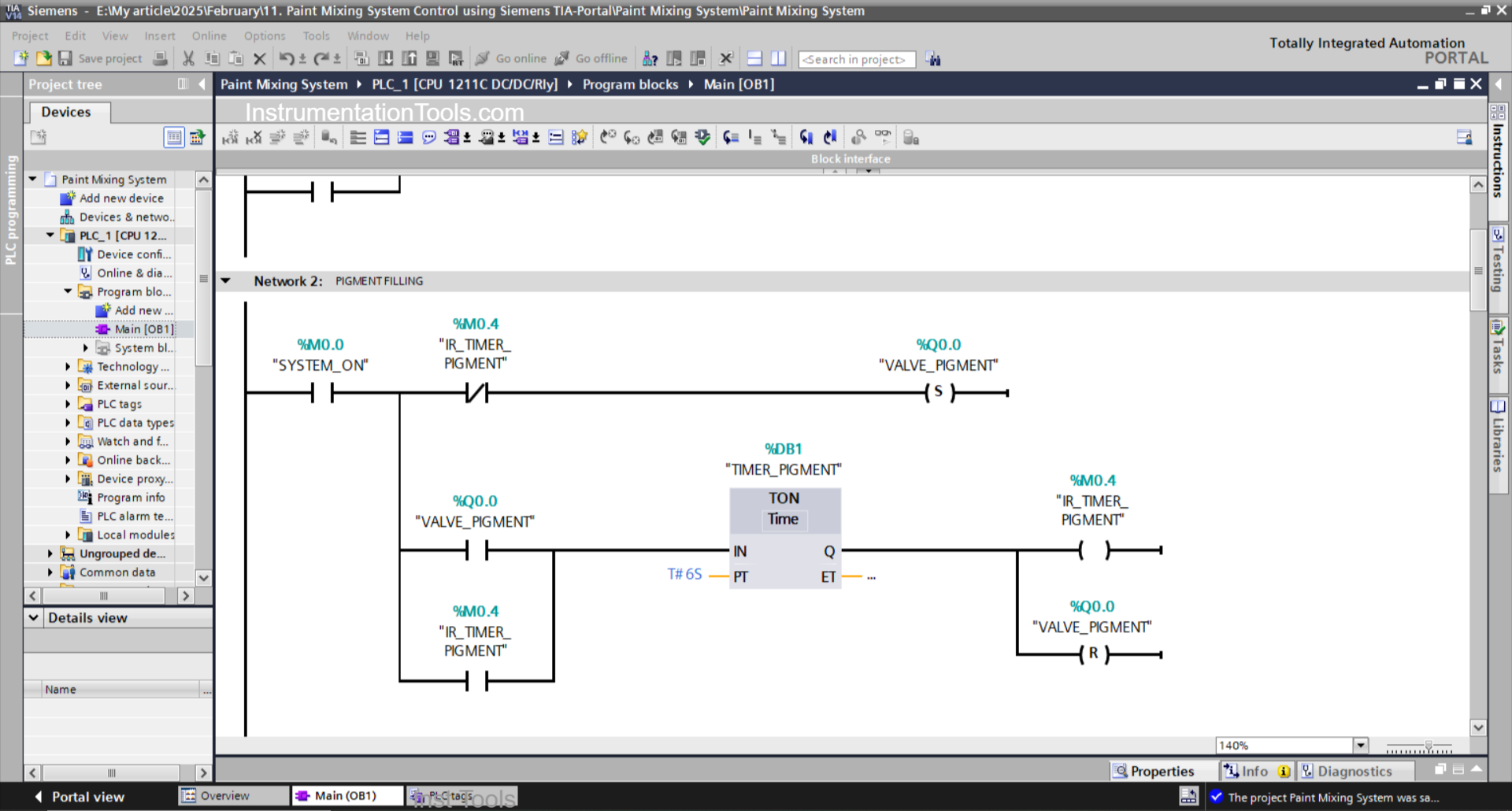 Siemens PLC Logic for Paint Material Mixing Automation