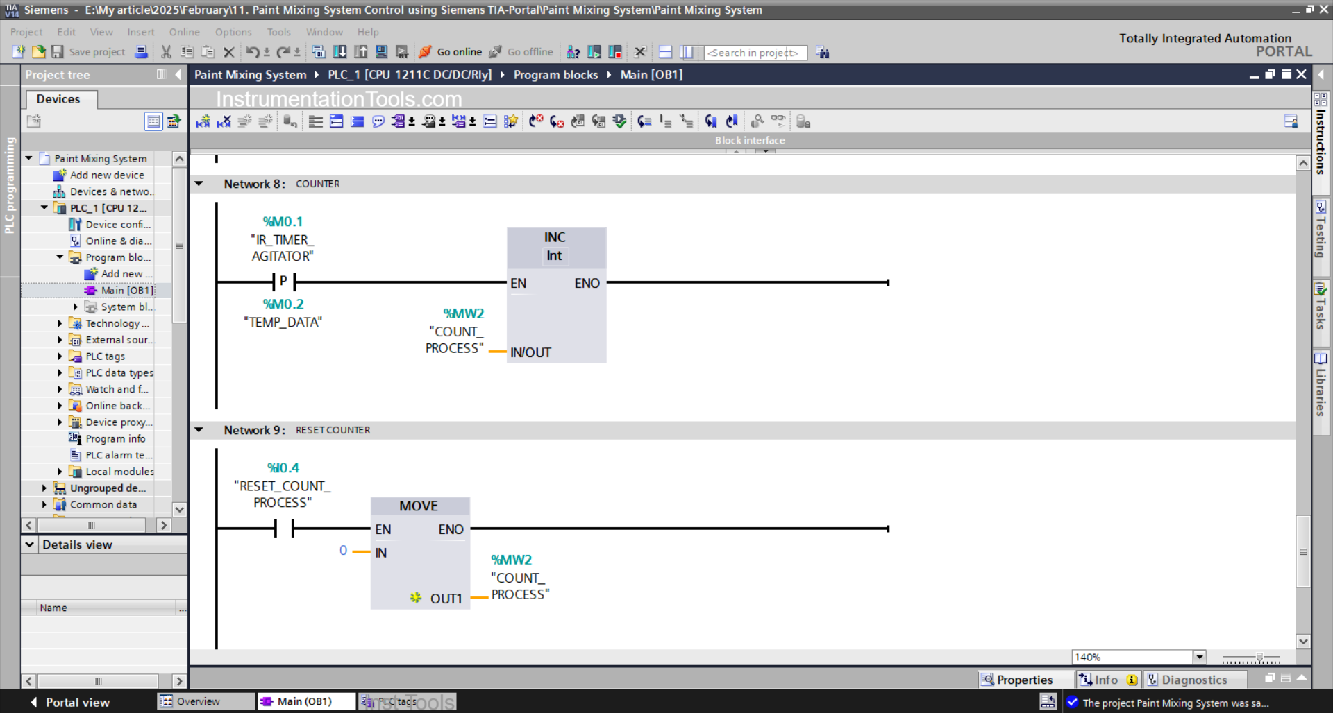 TIA Portal Project Paint Process Automation