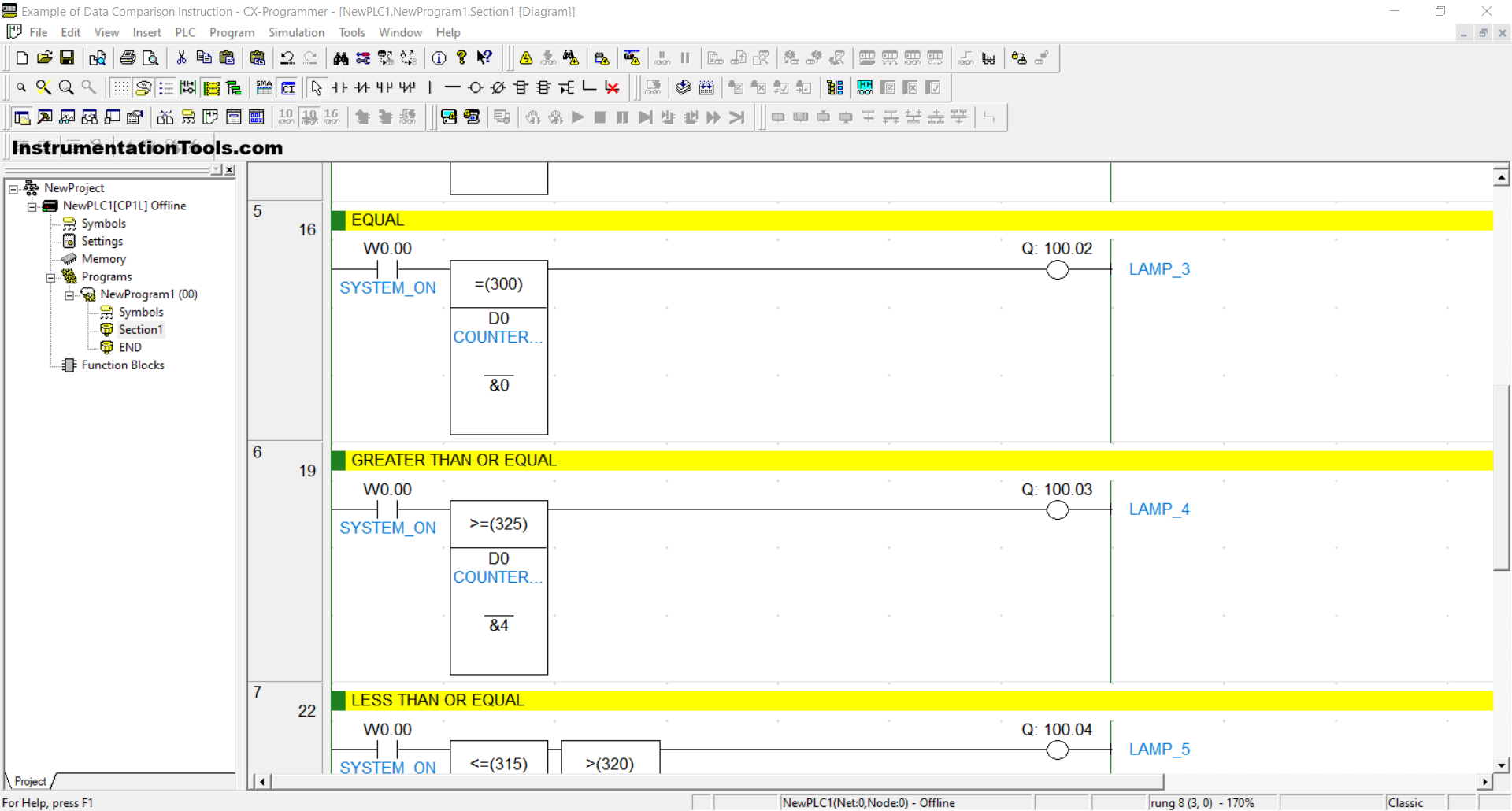 Turn ON Lamp Using Compare Logic