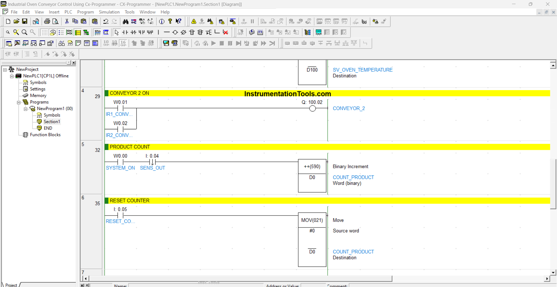 CX-Programmer Ladder Logic for Conveyor Oven Control