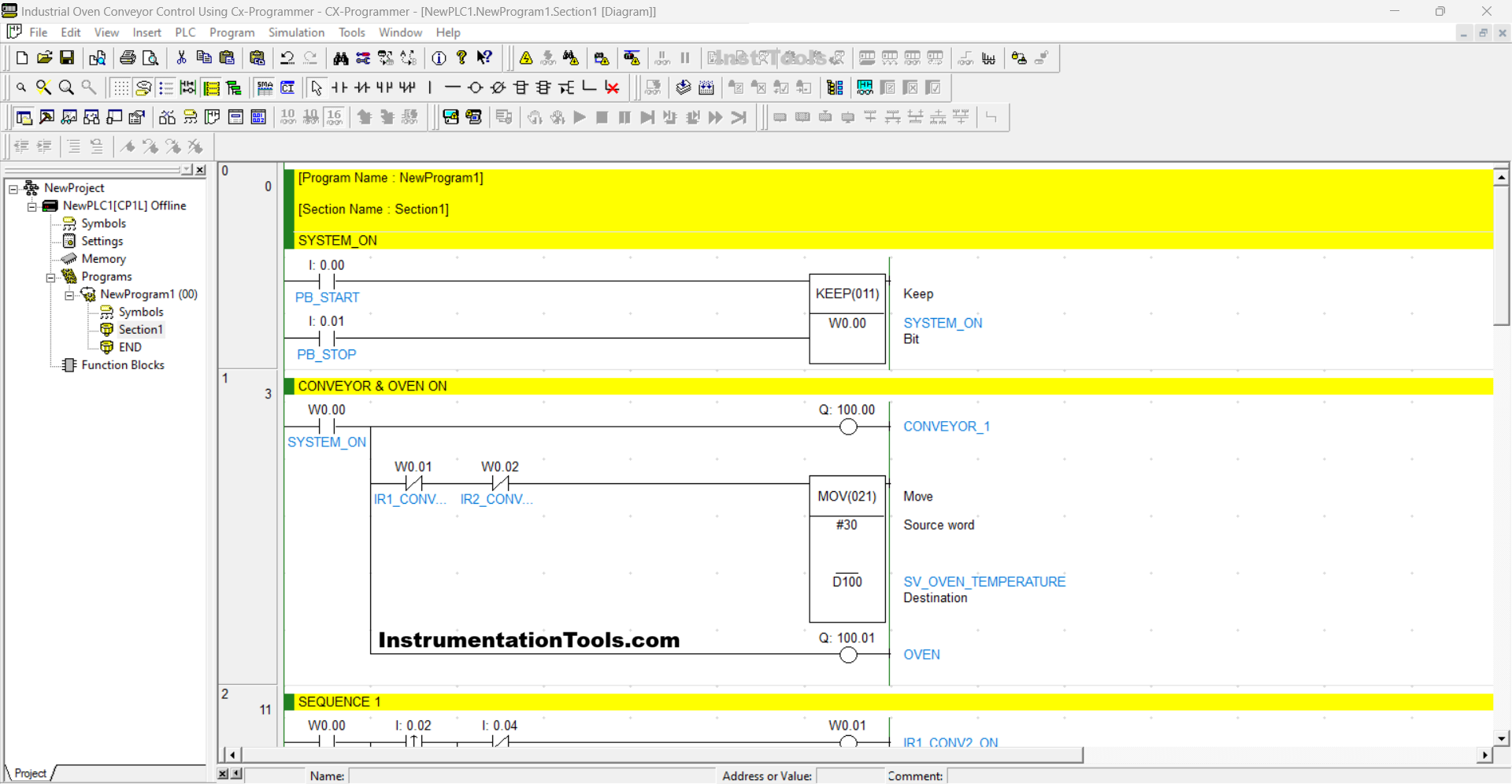 Conveyor Oven Control for Multiple Products in CX-Programmer