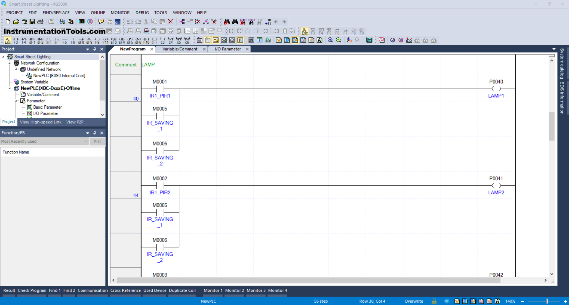 Light Intensity-Based Street Light Control in PLC