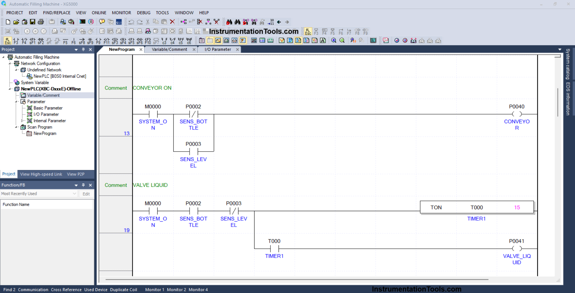 PLC Logic for Liquid Filling and Bottle Counting