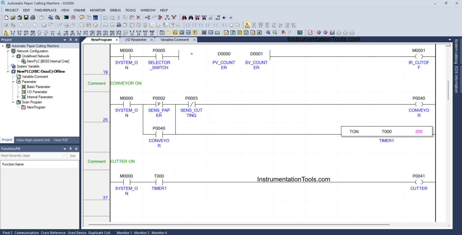 PLC Logic to Control Paper Cutting and Counting