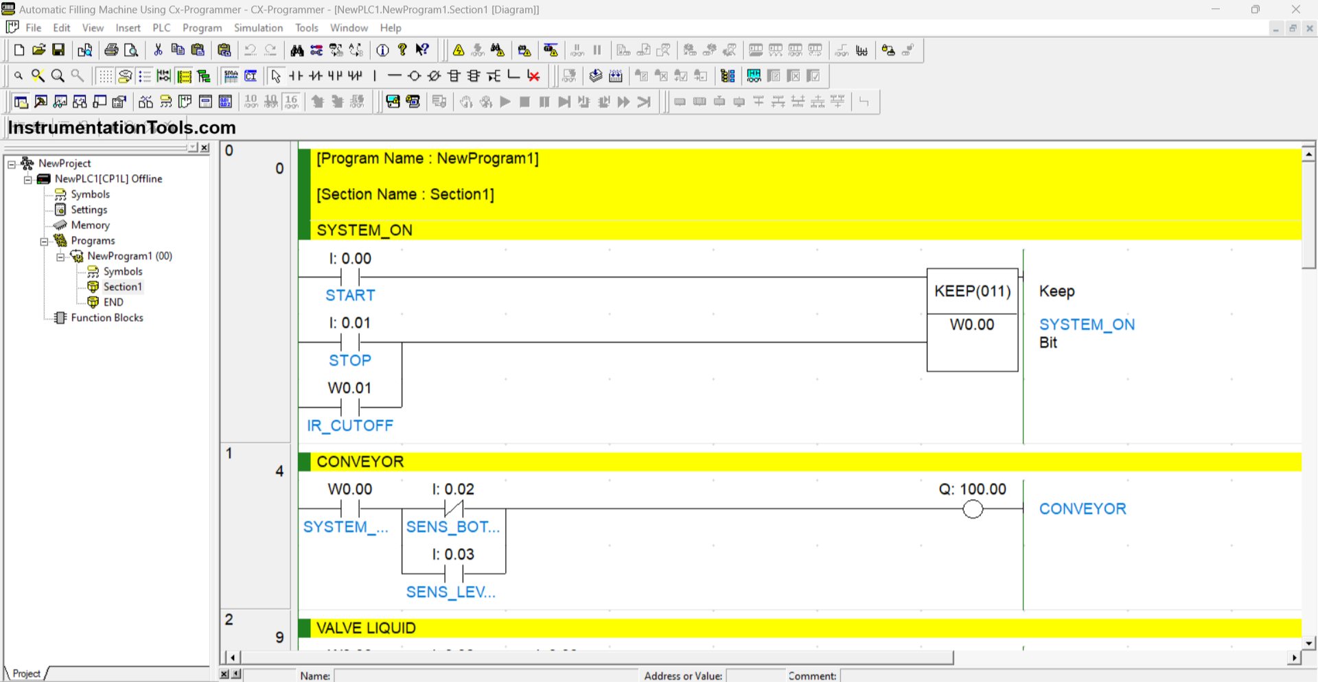 PLC Program for Liquid Bottle Filling