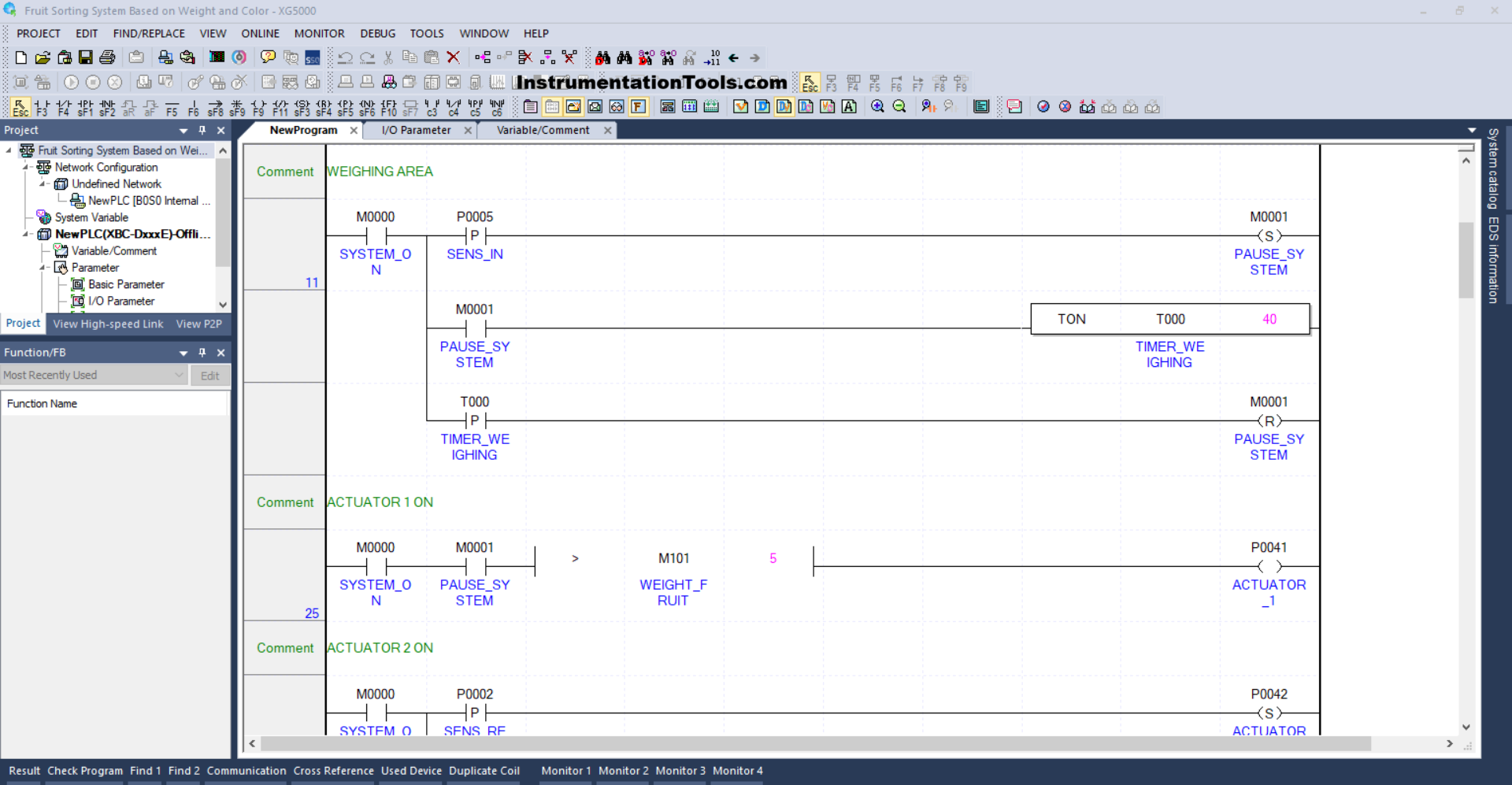 PLC Program to Sort Fruits by Quality Using XG-5000