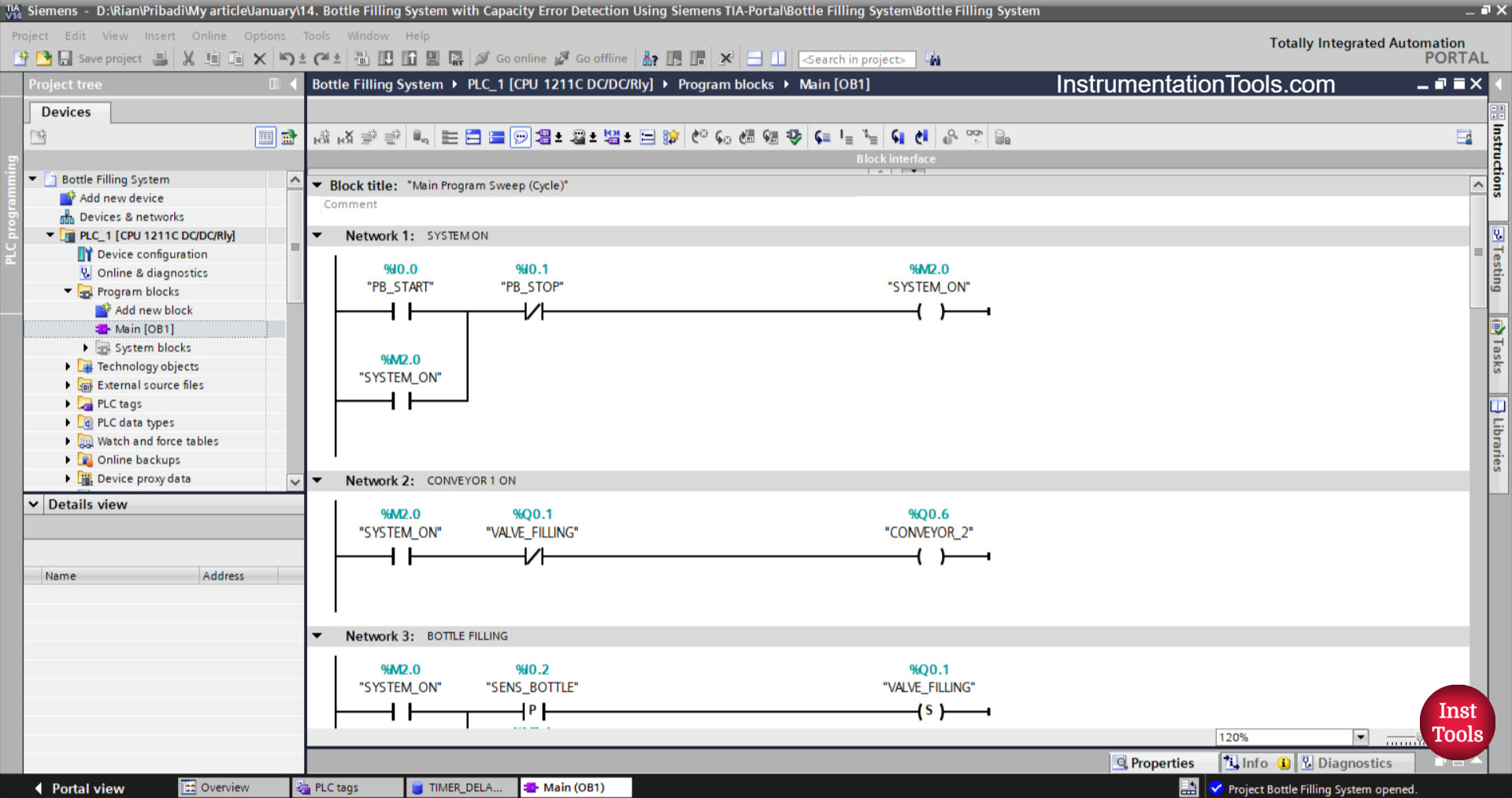 Automated Bottle Filling with Weight Check in TIA Portal