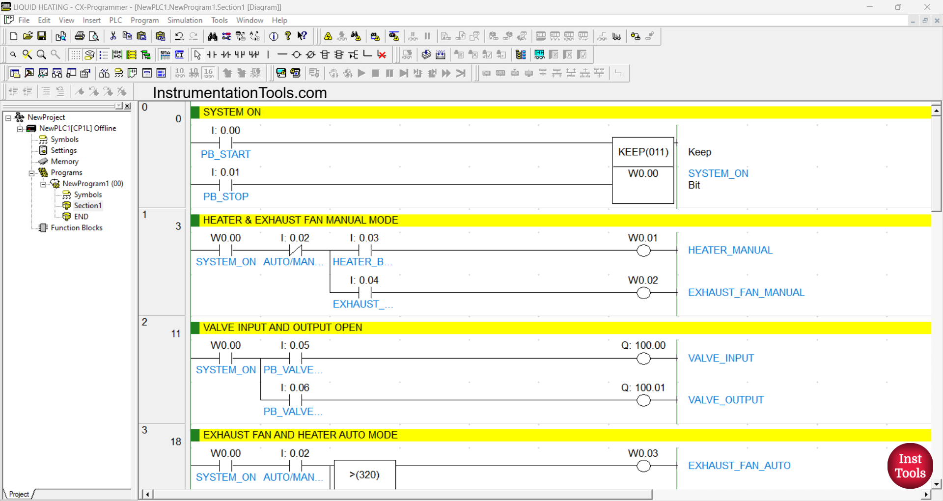 CX-Programmer Logic for Liquid Temperature Monitoring